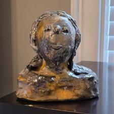 Unique Outsider Folk Art Glazed Plaster Head Sculpture