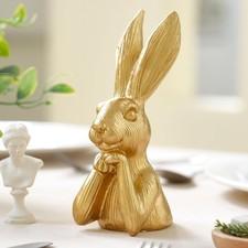 Gold Bunny Statue, Resin Easter Bunny Figurine, Golden Rabbit Head Bust Sculptur