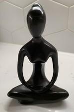 Yoga Statue Figurine Dark Brown Resin Sculpture Desk Decor  9” Meditation Home