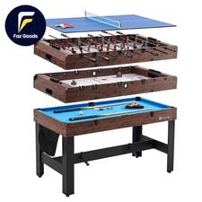 4-In-1 Multi Game Billiards Table Tennis Pong Table Air Hockey Foosball 54"