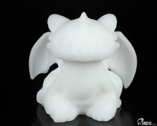 4.1" White Jade Hand Carved Crystal Toothless Dragon Sculpture