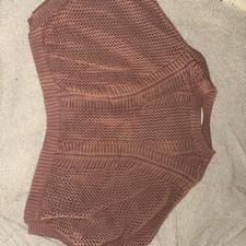 Jessica Simpson Pink Open Knit Pullover Sweater Crew Neck Short Sleeve L