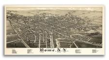 Bird's Eye View 1886 Rome New York Vintage City Map - 24x48