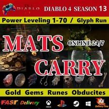 Diablo 4 Season 13🔥POWER LEVEL 1-70 ✨GOLD Pit Runs Glyph MATS🔥Virtual Item