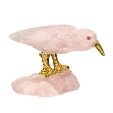 Bird Carving Rose Quartz 56x32mm Sapphire Natural Gemstone Rare