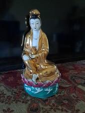 Vintage  Chinese Guanyin Kwan Yin 10 inch  Porcelain Statue Figurine