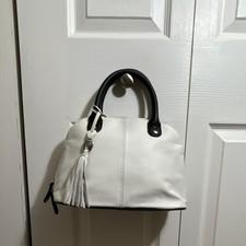 Tignanello Genuine Pebbled Satchel Top Handle Bag with Tassel, Zip Closure