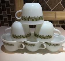 Set of 6 Vintage Pyrex Crazy Daisy Spring Blossom Coffee Mugs Tea Cups