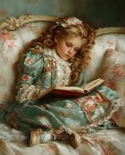 8x10 Girl Reading a Book Art Print - 551891707