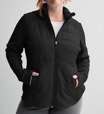 Tek Gear Women's Black Hooded Mixed-Media Jacket (WT5FV202RS) Sizes S/M/L/XL/XXL
