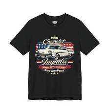 1958 Chevrolet Impala T-Shirt White | Classic Car Gift for Dad | American Pride