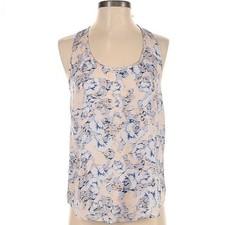 French Connection Women's Blue and Cream Sleeveless Top size Large