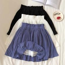 Women's Solid Pleated Mini Skirts Chiffon High Waist Short Skirts For Women Summ