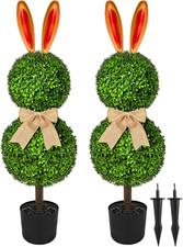 3 Ft Artificial Bunny Topiary Trees - Easter Decor for Indoor & Outdoor