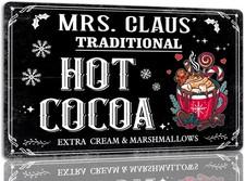 Traditional Hot Cocoa Metal Tin Sign Christmas Wall Art Decor 8x12 Inch