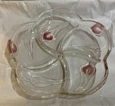 Mikasa Crystal Mayfair Pink Lily Frosted Accents Glass Relish Dish Serving Bowl