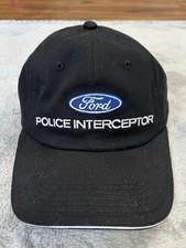 Ford Police Interceptor Hat Cap Strapback OSFM Black Embroidered Logo Promo
