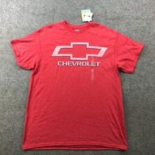 Chevrolet Shirt Mens Large Red Logo Basic Short Sleeve Spell Out Graphic