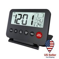 Small Digital Travel Alarm Clock Battery“ Portable Alarm Clock for Travel“ Black