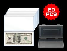 20PCS Clear White Rigid Topload Currency Sleeve Dollar Bill Holders&Storage Case