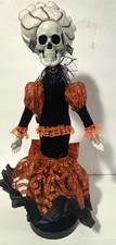 Spooky Village Halloween Fabric Skeleton Lady Decor, 21 Inches