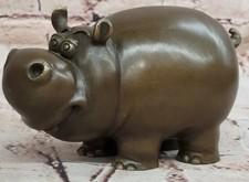Hand Made Signed Original Milo Hippo Animal Bronze Sculpture Statue