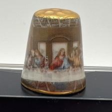 Lord's Last Supper Thimble Porcelain Signed GTB Collectible Religious