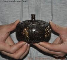 3" China bronze Gilt pray Old man people the elderly Incense burner Censer