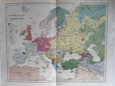 1876 Ethnographic Chart Of Europe Original Antique Map