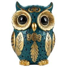 Owl Figurine, Resin Green Owl Statue Sculpture, Cute Owl Decor for Home Desk ...