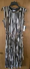Sandra Darren Women's Sleeveless Dress Size Medium 47' NWT Brown and Cream Print