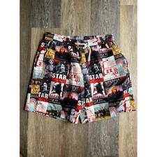 Graphic Print Shorts Mens Large Multicolor Excellent Collage Streetwear