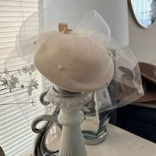 VTG Betmar Ivory Wool Fascinator Mesh Veil Hat