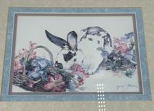 Vintage Framed Bunny Art Print - Gold Ornate Frame Wall Decor Easter Farmhouse