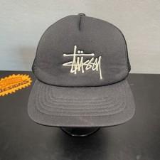 Stussy Black Trucker Hat With Mesh Back Embroidered Logo OS Snapback Streetwear