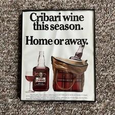 Vintage Cribari Wine Print Framed Size 8x10