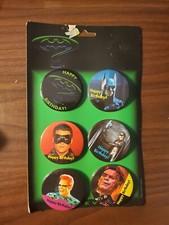 Vintage 1995 Package / Card of 6 Batman Forever Pin Back Buttons Button Exchange