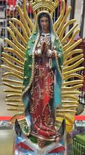 Virgin Mary Christian Statue Gold Red Green Religious Figurine