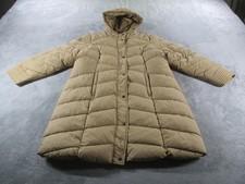 Steve Madden Coat Womens 1X Beige Hooded Quilted Puffer Long Zip Winter