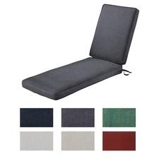 Chaise Lounge Cushion Outdoor Waterproof w/ Removable Cover & High-Density Foam