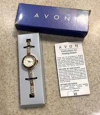 VTG NEW Avon Sparkle Tennis Bracelet Wristwatch Rhinestone Goldtone Quartz 2004