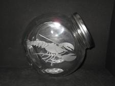 NEW ETCHED LOBSTER GLASS COOKIE TREAT CANDY STORAGE JAR CANISTER