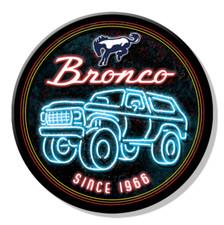 Ford Bronco Since 1966 Neon Retro Sign Refrigerator Magnet Decor 3 Inch Diameter
