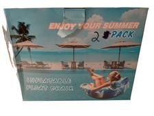 2 Pack Inflatable Pool Float Chairs with Cup Holders & Handles Pink And Green