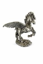 Vintage Pegasus Winged Horse Figurine Silver Tone Metal Fantasy Statue 4” Wide