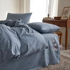 - Cotton Duvet Cover Set, Full Size, Chambray Denim Blue, 100% Washed Cotton,...