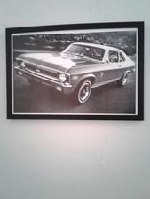 Chevrolet Nova 2-Door 350 SS, 1970 Framed Black and White Photograph, 13" x 19"