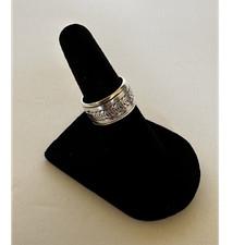 Sterling 925  Etched Pattern Band Ring Size 4.75 8mm Wide, spinner 