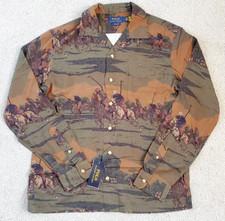 Polo Ralph Lauren Men Toile Camp Shirts Polo Horse Riding Medium Ltd Edition