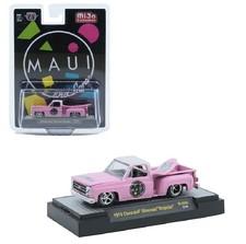 M2 1:64 1979 Chevrolet Silverado Stepside W/Surfboard Maui & Son Pink MJS95-6B